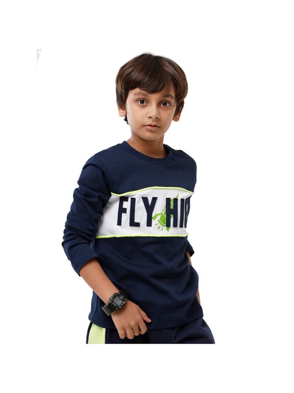 Boys Full Sleeve Round Neck T Shirt With Print On 